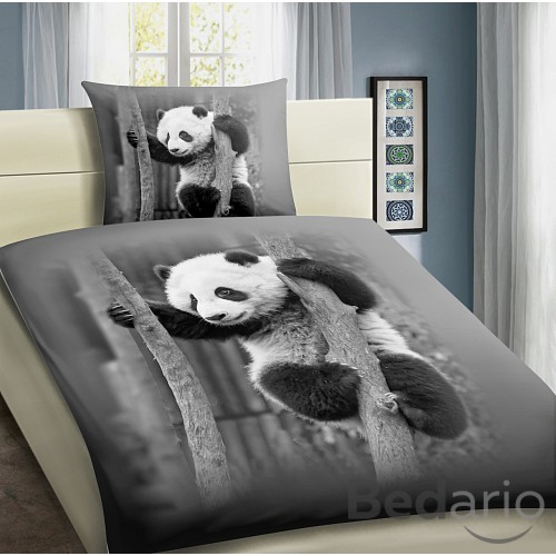 3D Povlečení 140x200+70x90 Panda grey