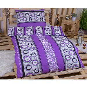 Bavlněné povlečení 140x200+70x90 Fialové kroužkování