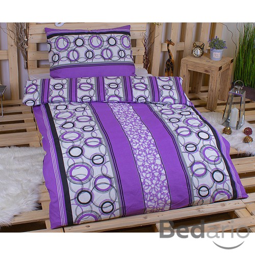 Bavlněné povlečení 140x200+70x90 Fialové kroužkování
