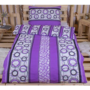 Bavlněné povlečení 140x200+70x90 Fialové kroužkování