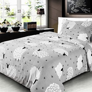 Mikroplyšové povlečení Premium 140x200+70x90 Ovečky