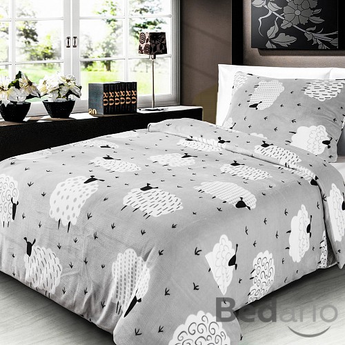 Mikroplyšové povlečení Premium 140x200+70x90 Ovečky