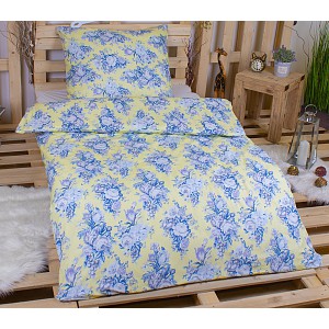 Povlečení mikrovlákno DeLuxe 140x200+70x90 Modré kytice