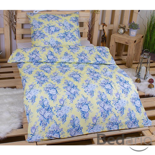 Povlečení mikrovlákno DeLuxe 140x200+70x90 Modré kytice