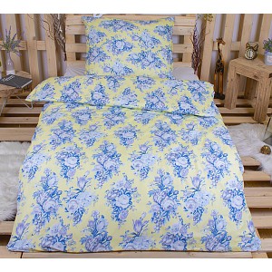 Povlečení mikrovlákno DeLuxe 140x200+70x90 Modré kytice