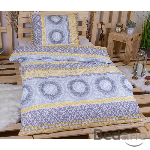 Povlečení mikrovlákno DeLuxe 140x200+70x90 Ornament yellow