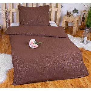 Povlečení mikrovlákno DeLuxe 140x200+70x90 Jemný ornament hnědý