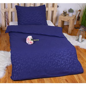 Povlečení mikrovlákno DeLuxe 140x200+70x90 Jemný ornament tmavě modrý