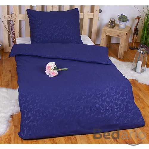 Povlečení mikrovlákno DeLuxe 140x200+70x90 Jemný ornament tmavě modrý