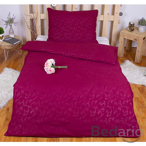 Povlečení mikrovlákno DeLuxe 140x200+70x90 Jemný ornament vínový