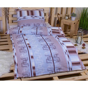 Krepové povlečení DELUXE 70x90 140x200 - Proužkový pás modrý