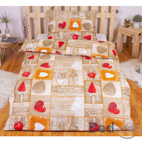 Bavlněné povlečení 140x200+70x90 Romantika červená