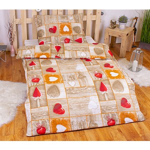 Bavlněné povlečení 140x200+70x90 Romantika červená