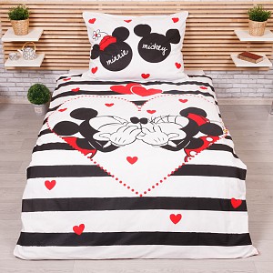 Bavlněné povlečení 140x200+70x90 Mickey & Minnie big love