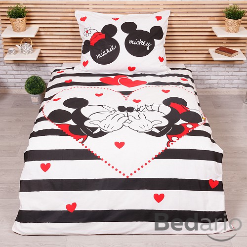 Bavlněné povlečení 140x200+70x90 Mickey & Minnie big love