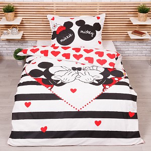 Bavlněné povlečení 140x200+70x90 Mickey & Minnie big love