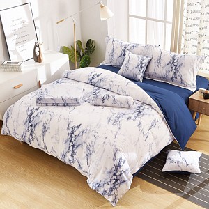 Sedmidílná sada povlečení na 2 lůžka 140x200+70x90 Mramor blue