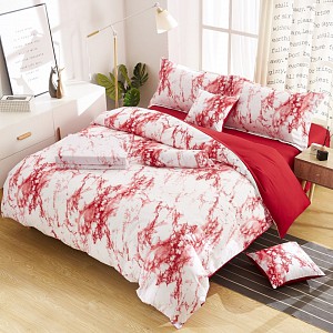 Sedmidílná sada povlečení na 2 lůžka 140x200+70x90 Mramor red