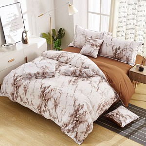 Sedmidílná sada povlečení na 2 lůžka 140x200+70x90 Mramor brown