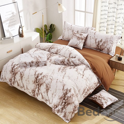 Sedmidílná sada povlečení na 2 lůžka 140x200+70x90 Mramor brown