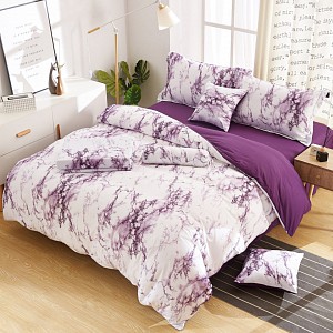 Sedmidílná sada povlečení na 2 lůžka 140x200+70x90 Mramor purple