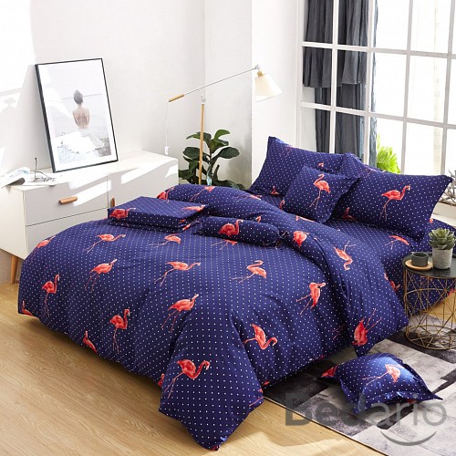 Osmidílná sada povlečení na 2 lůžka 140x200+70x90 Flamingo