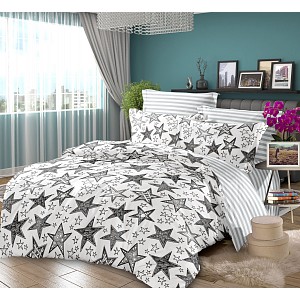 Francouské povlečení Home Fashion 220x200+2x70x90 Black star
