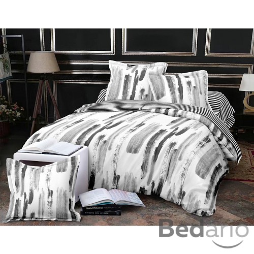 Francouské povlečení Home Fashion 220x200+2x70x90 Black strokes