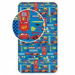 Dětské bavlněné prostěradlo 90x200 Cars BLUE