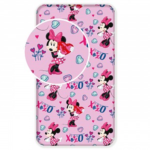 Dětské bavlněné prostěradlo 90x200 Minnie Pink XOXO