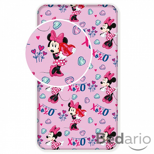 Dětské bavlněné prostěradlo 90x200 Minnie Pink XOXO