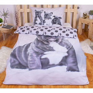 Bavlněné povlečení 140x200+70x90 Bulldog