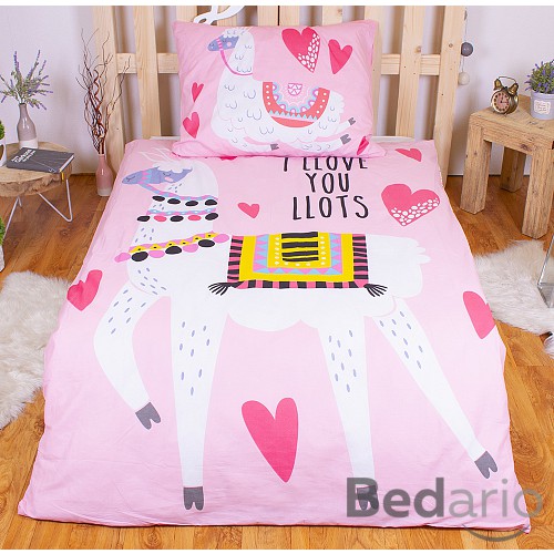 Bavlněné povlečení 140x200+70x90 Lama Pink
