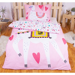 Bavlněné povlečení 140x200+70x90 Lama Pink