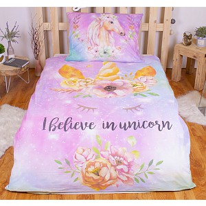 Bavlněné povlečení 140x200+70x90 Unicorn Pink