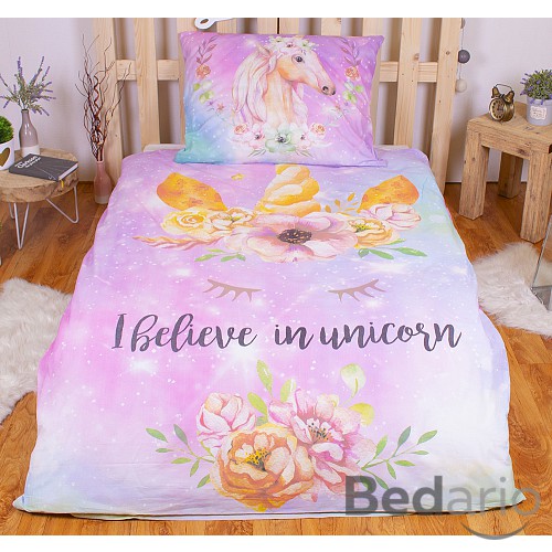 Bavlněné povlečení 140x200+70x90 Unicorn Pink