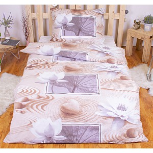 Bavlněné povlečení 140x200+70x90 Leknín v písku