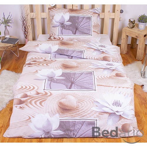 Bavlněné povlečení 140x200+70x90 Leknín v písku