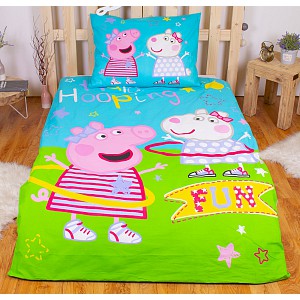 Bavlněné povlečení 140x200+70x90 Peppa a Zuzka