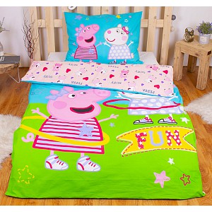 Bavlněné povlečení 140x200+70x90 Peppa a Zuzka