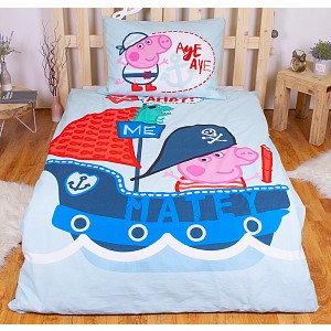 Bavlněné povlečení 140x200+70x90 Piráti Peppa a Tom