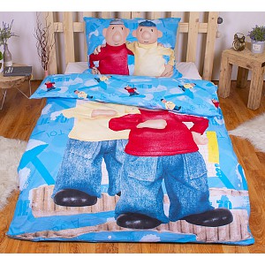 Bavlněné povlečení 140x200+70x90 Pat a Mat světle modrý