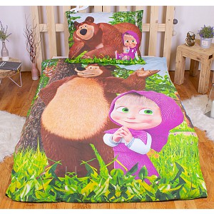 Bavlněné povlečení 140x200+70x90 Máša a Medvěd Forest