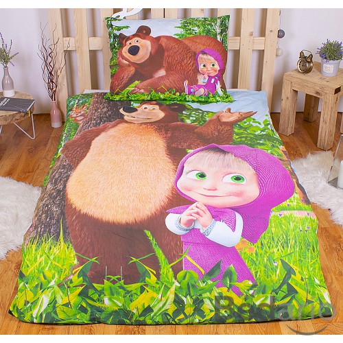 Bavlněné povlečení 140x200+70x90 Máša a Medvěd Forest