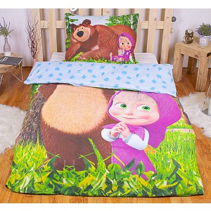 Bavlněné povlečení 140x200+70x90 Máša a Medvěd Forest