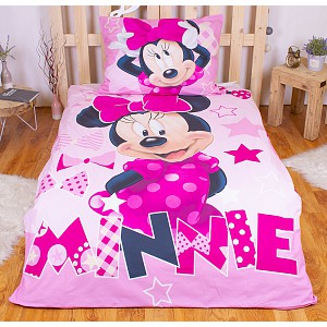 Bavlněné povlečení 140x200+70x90 Minnie pink ve tmě svítí