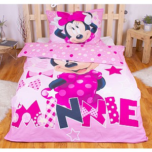 Bavlněné povlečení 140x200+70x90 Minnie pink ve tmě svítí