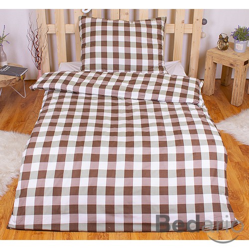 Povlečení mikrovlákno LIMITED 140x200+70x90 Kostičky hnědo-zelené