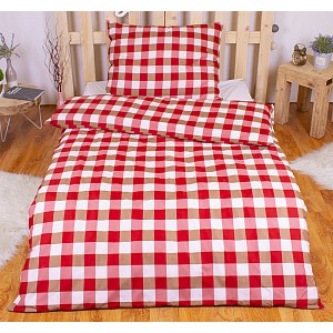 Povlečení mikrovlákno LIMITED 140x200+70x90 Kostičky hnědo-červené