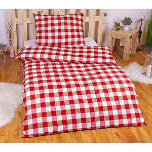 Povlečení mikrovlákno LIMITED 140x200+70x90 Kostičky hnědo-červené